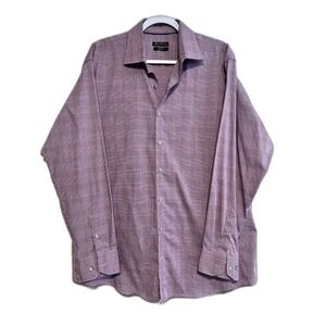 Kenneth Cole Dress Shirt Mens 17 34/35 Purple Excellent Non Iron Regular Fit